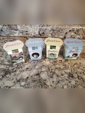 Bob Ross Decorative Tree Candle Holders - Pastel Blue & Cream